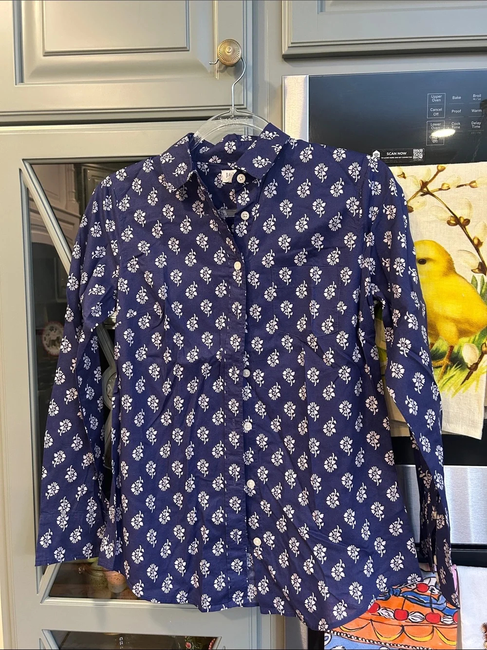 J. Crew Factory Purple Blue Floral Cotton Button Down Shirt XS